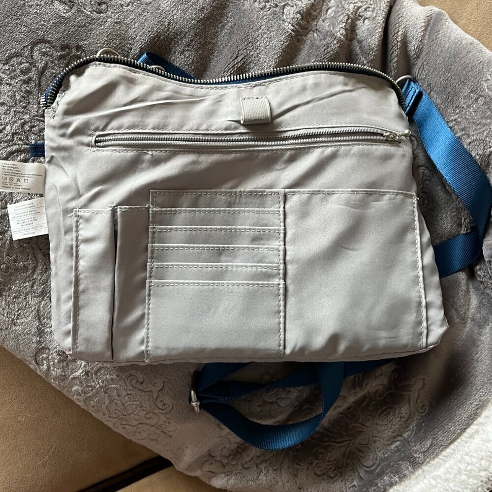 Baggallini Rio Crossbody Travel Bag, Blue Silver Detail - Picture 14 of 16